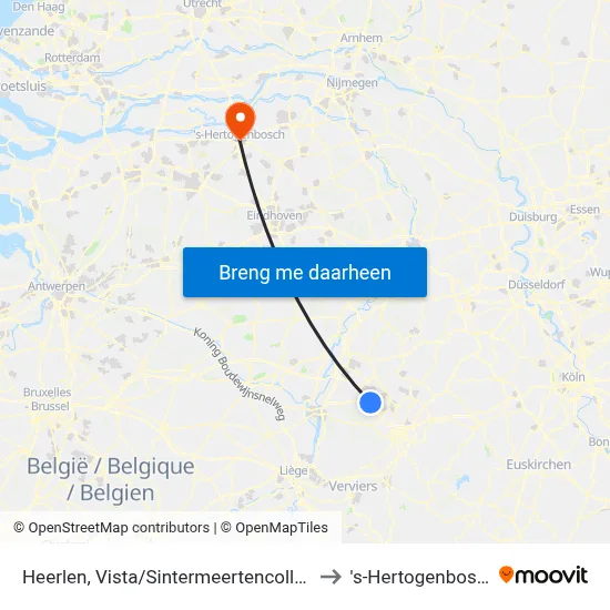 Heerlen, Vista/Sintermeertencollege to 's-Hertogenbosch map