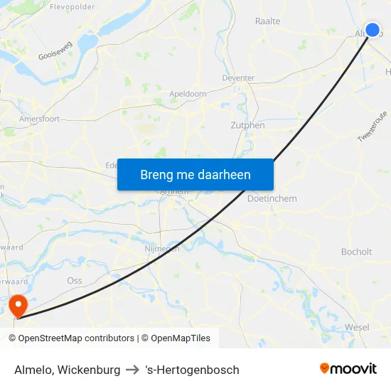 Almelo, Wickenburg to 's-Hertogenbosch map
