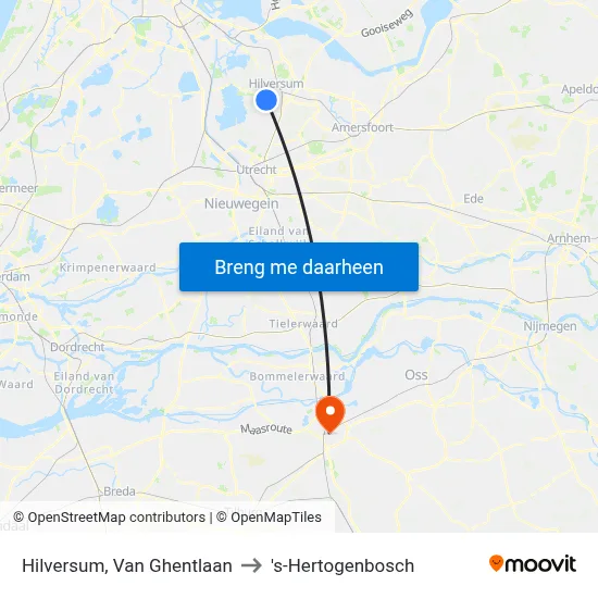 Hilversum, Van Ghentlaan to 's-Hertogenbosch map