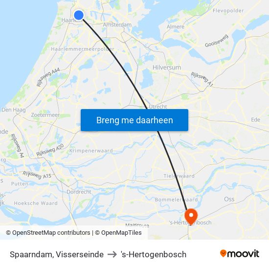Spaarndam, Visserseinde to 's-Hertogenbosch map