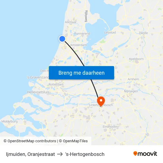 Ijmuiden, Oranjestraat to 's-Hertogenbosch map