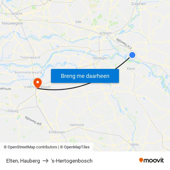 Elten, Hauberg to 's-Hertogenbosch map