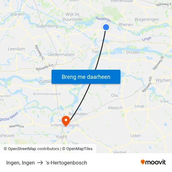 Ingen, Ingen to 's-Hertogenbosch map