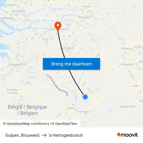 Gulpen, Brouwerij to 's-Hertogenbosch map