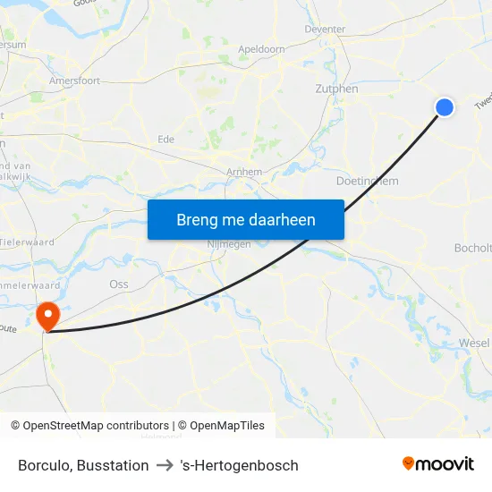 Borculo, Busstation to 's-Hertogenbosch map