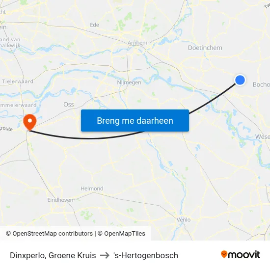 Dinxperlo, Groene Kruis to 's-Hertogenbosch map