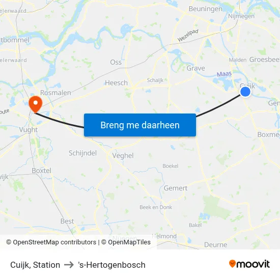 Cuijk, Station to 's-Hertogenbosch map
