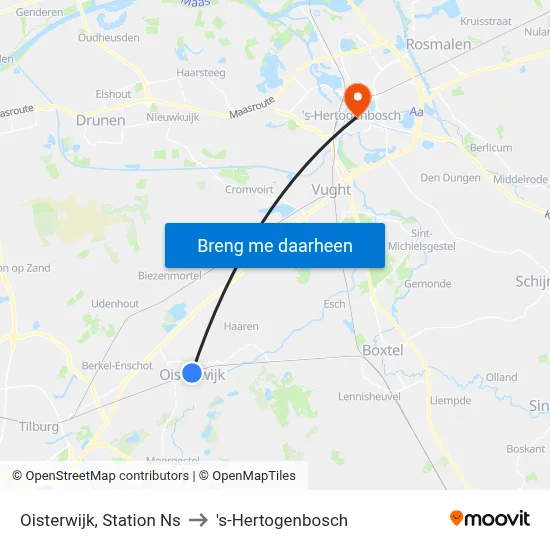 Oisterwijk, Station Ns to 's-Hertogenbosch map