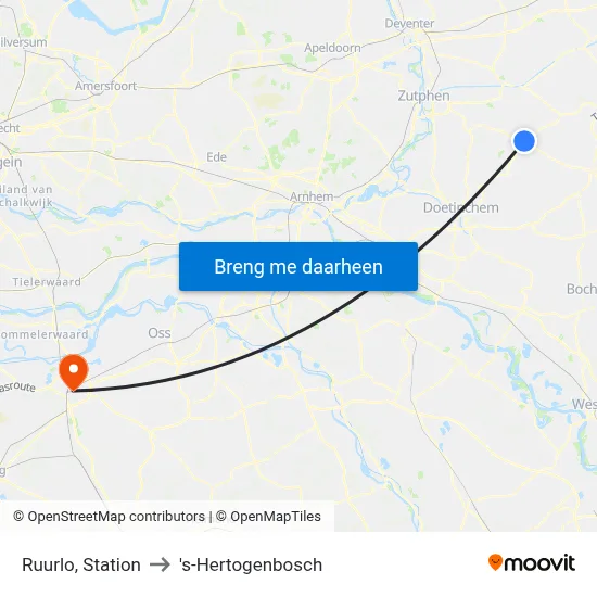 Ruurlo, Station to 's-Hertogenbosch map
