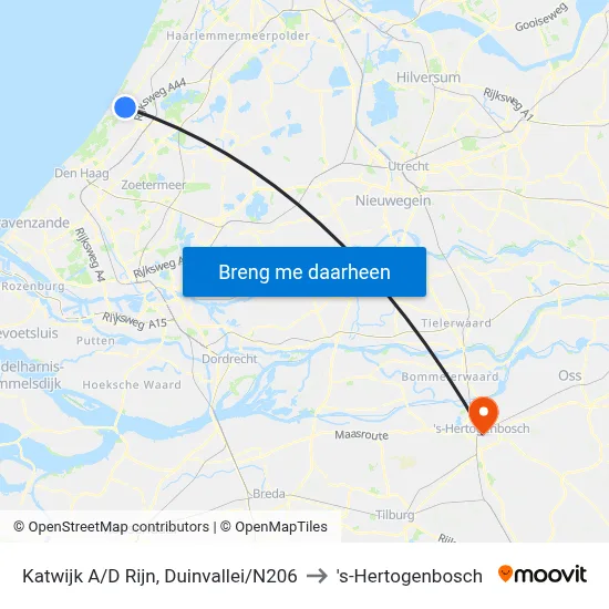 Katwijk A/D Rijn, Duinvallei/N206 to 's-Hertogenbosch map