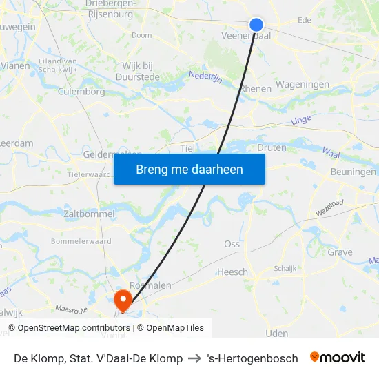 De Klomp, Stat. V'Daal-De Klomp to 's-Hertogenbosch map