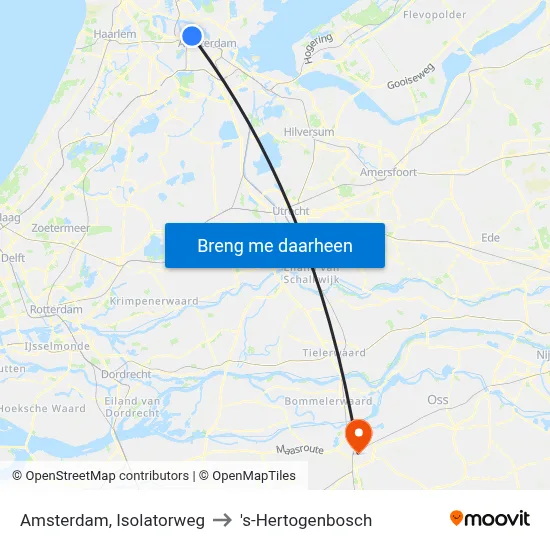 Amsterdam, Isolatorweg to 's-Hertogenbosch map
