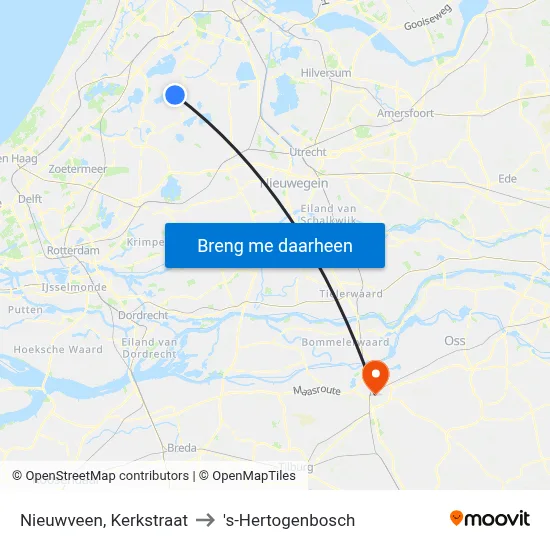 Nieuwveen, Kerkstraat to 's-Hertogenbosch map