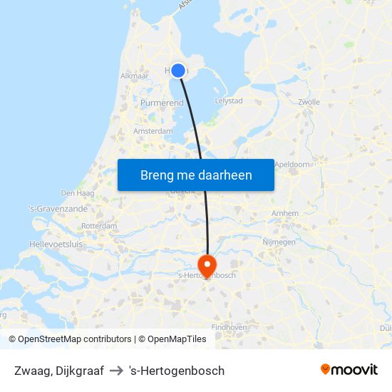 Zwaag, Dijkgraaf to 's-Hertogenbosch map