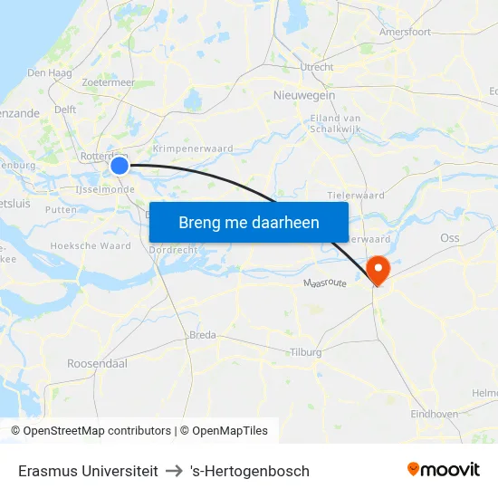 Erasmus Universiteit to 's-Hertogenbosch map