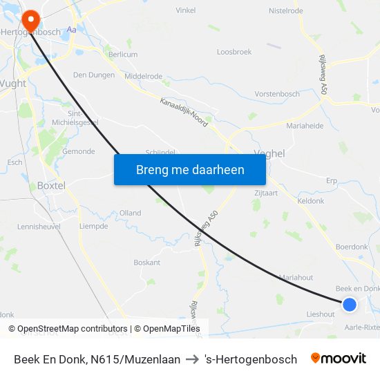 Beek En Donk, N615/Muzenlaan to 's-Hertogenbosch map