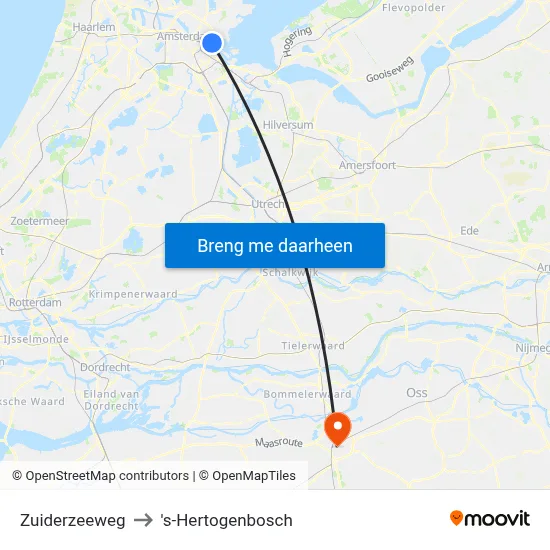 Zuiderzeeweg to 's-Hertogenbosch map
