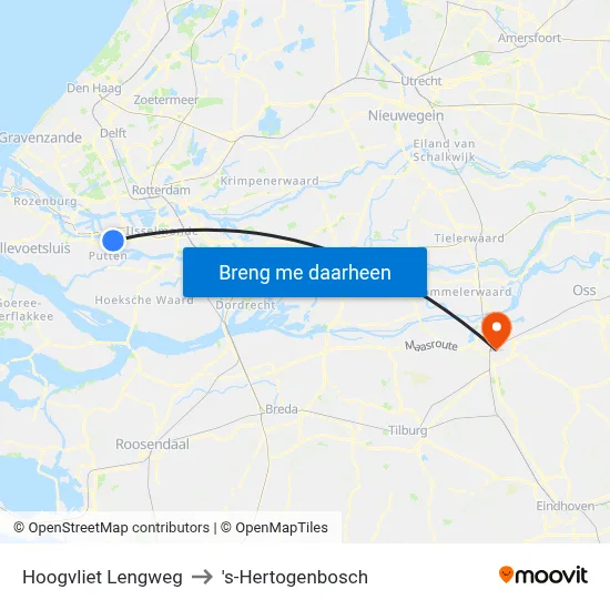 Hoogvliet Lengweg to 's-Hertogenbosch map