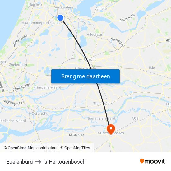 Egelenburg to 's-Hertogenbosch map