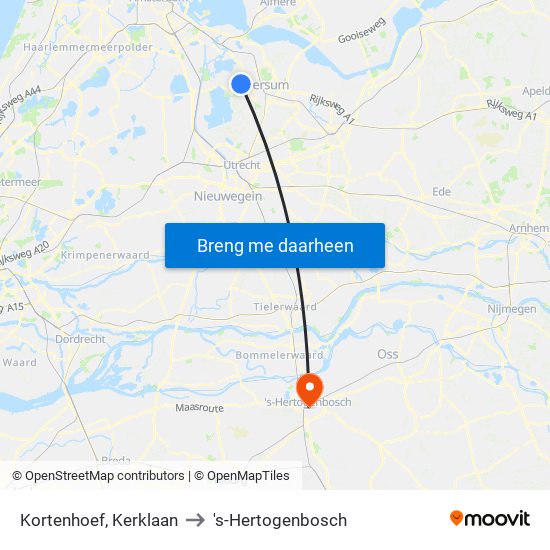 Kortenhoef, Kerklaan to 's-Hertogenbosch map