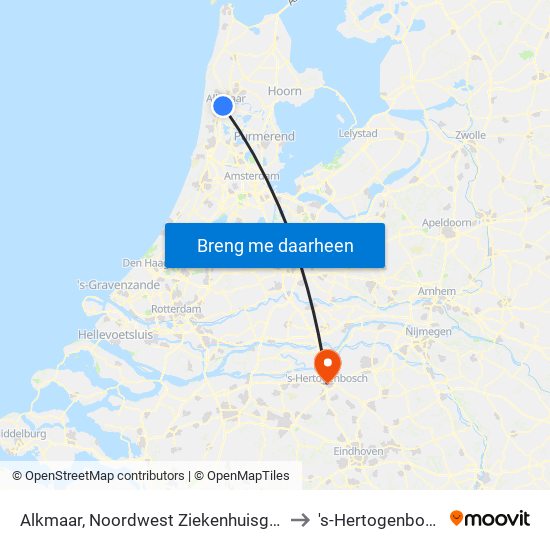 Alkmaar, Noordwest Ziekenhuisgroep to 's-Hertogenbosch map