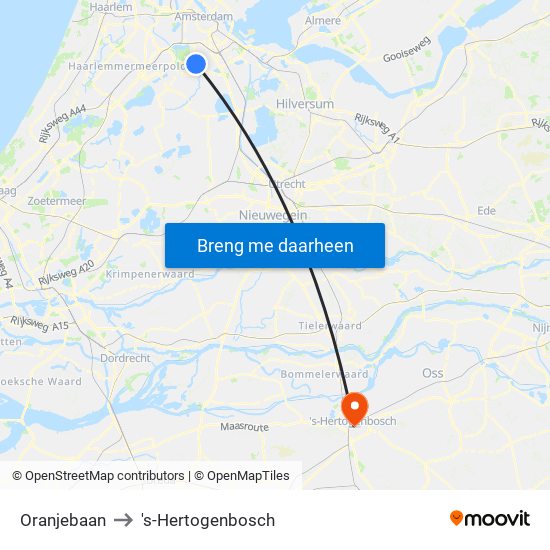 Oranjebaan to 's-Hertogenbosch map