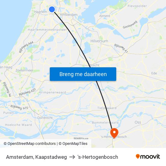 Amsterdam, Kaapstadweg to 's-Hertogenbosch map