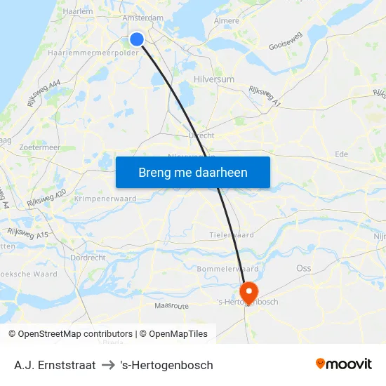A.J. Ernststraat to 's-Hertogenbosch map