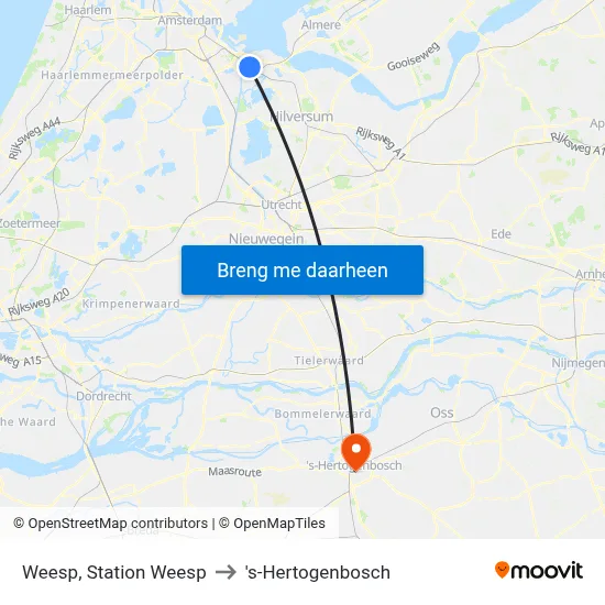 Weesp, Station Weesp to 's-Hertogenbosch map