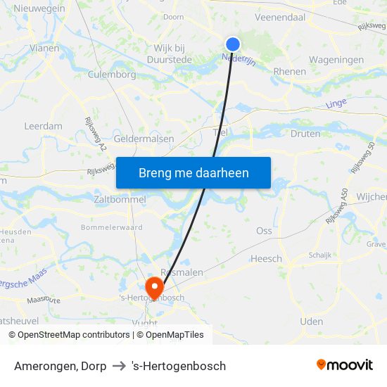 Amerongen, Dorp to 's-Hertogenbosch map