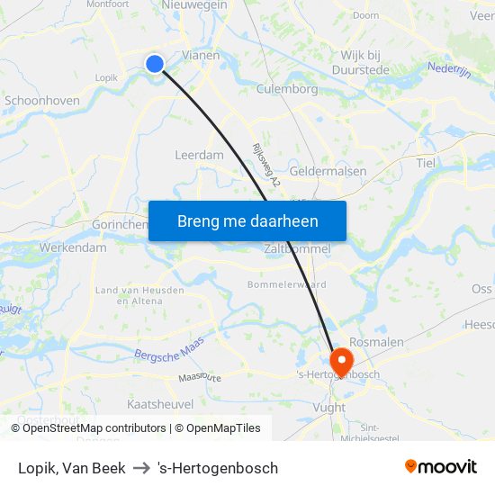 Lopik, Van Beek to 's-Hertogenbosch map