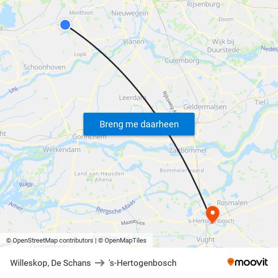 Willeskop, De Schans to 's-Hertogenbosch map