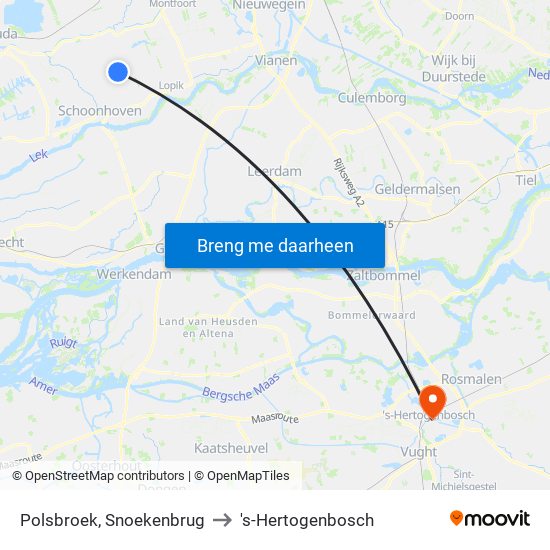 Polsbroek, Snoekenbrug to 's-Hertogenbosch map