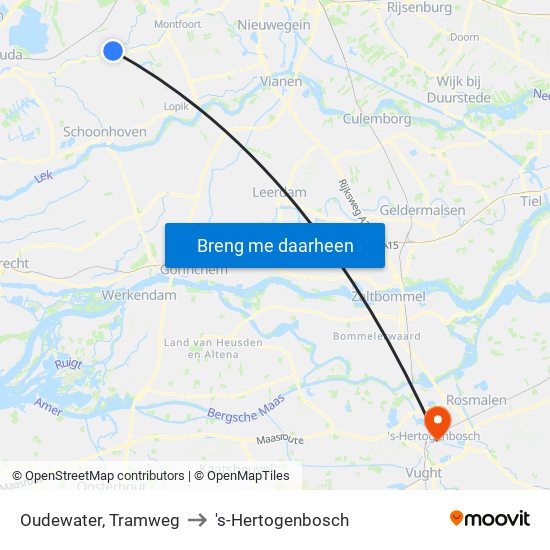 Oudewater, Tramweg to 's-Hertogenbosch map