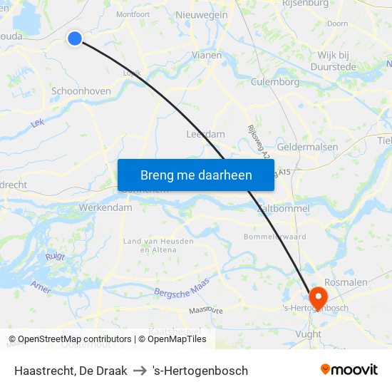 Haastrecht, De Draak to 's-Hertogenbosch map