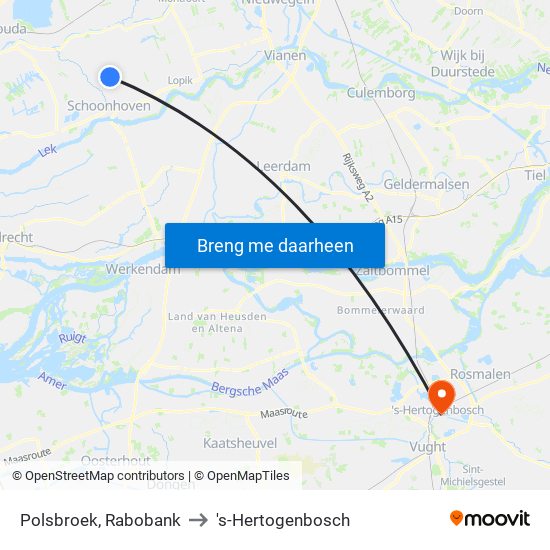 Polsbroek, Rabobank to 's-Hertogenbosch map