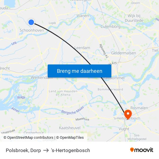 Polsbroek, Dorp to 's-Hertogenbosch map