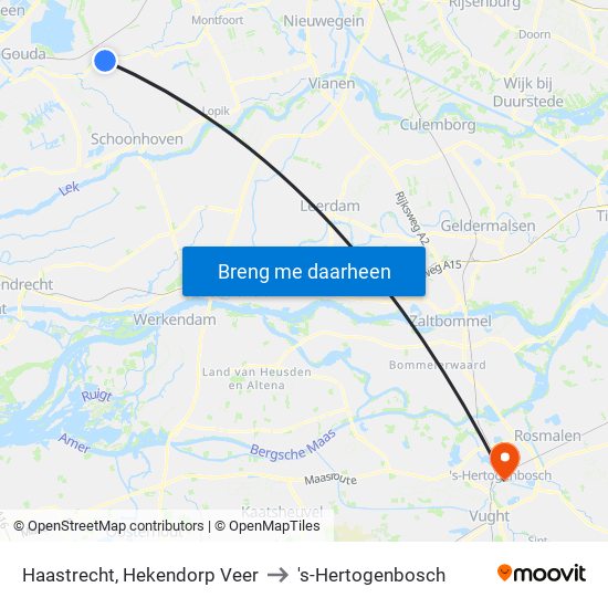 Haastrecht, Hekendorp Veer to 's-Hertogenbosch map
