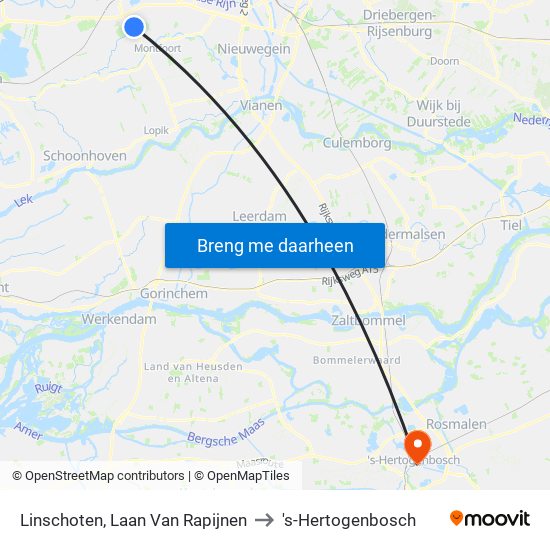 Linschoten, Laan Van Rapijnen to 's-Hertogenbosch map