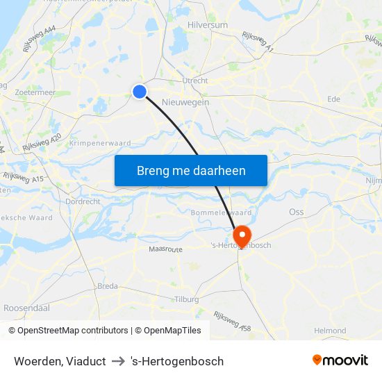 Woerden, Viaduct to 's-Hertogenbosch map