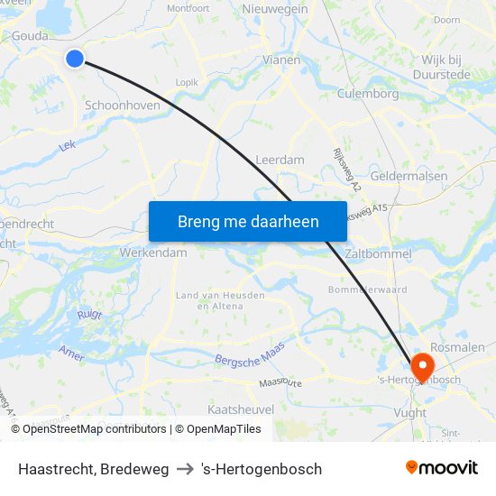Haastrecht, Bredeweg to 's-Hertogenbosch map