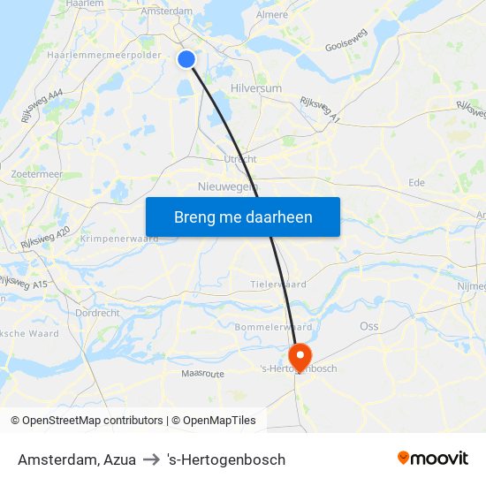 Amsterdam, Azua to 's-Hertogenbosch map