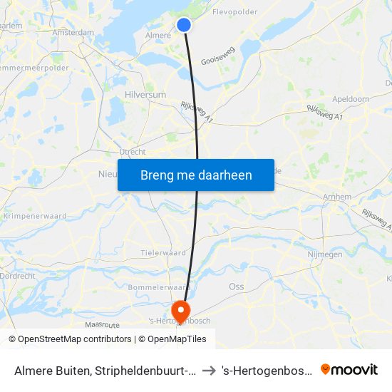 Almere Buiten, Stripheldenbuurt-M. to 's-Hertogenbosch map