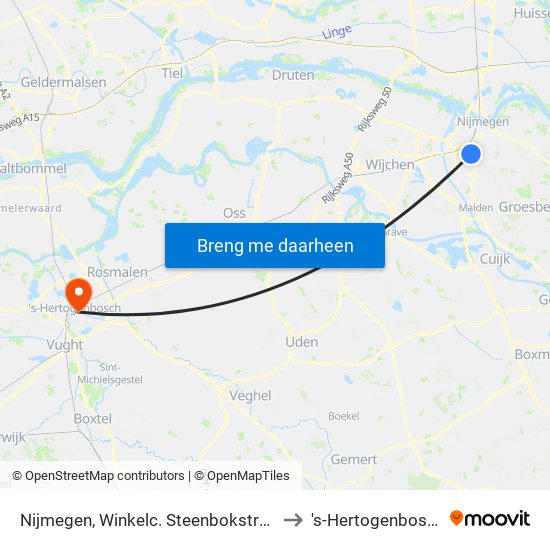 Nijmegen, Winkelc. Steenbokstraat to 's-Hertogenbosch map