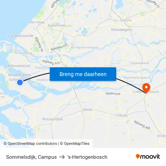 Sommelsdijk, Campus to 's-Hertogenbosch map