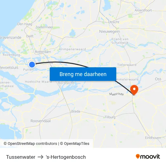 Tussenwater to 's-Hertogenbosch map