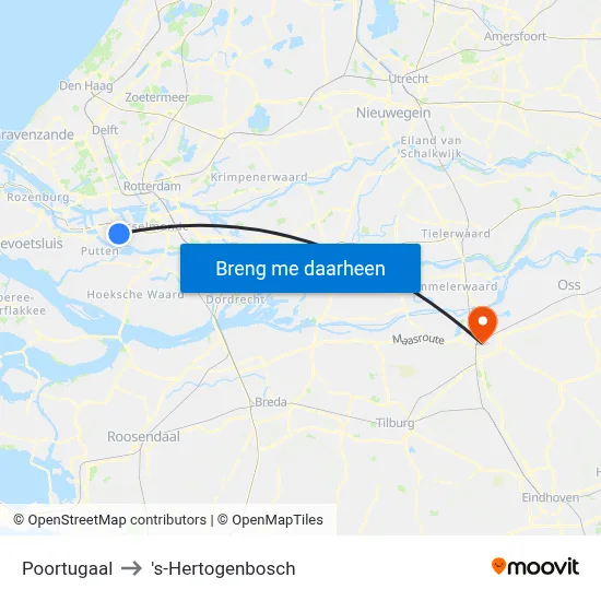 Poortugaal to 's-Hertogenbosch map