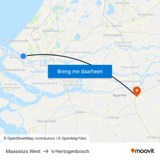 Maassluis West to 's-Hertogenbosch map
