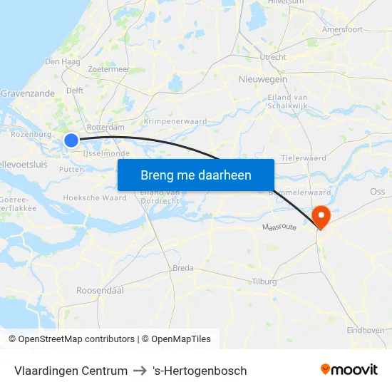 Vlaardingen Centrum to 's-Hertogenbosch map