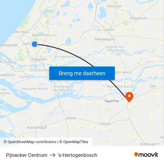 Pijnacker Centrum to 's-Hertogenbosch map